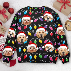 Custom Photo Family Pet Funny Xmas Leds - Christmas Gift For Pet Lovers - Personalized Ugly Sweater