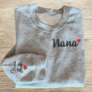 Custom Text Nana Trend - Embroidered Hoodie, Sweatshirt, Tshirt - Gift for Grandma, Family