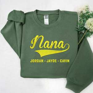 Personalized Grandma Nana With Grandkids - Embroidered Sweatshirt, Hoodie, Tshirt - Best Gift for Grandma