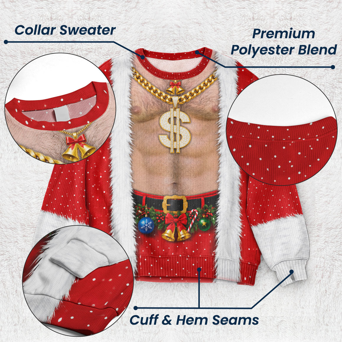 3D Realistic Hairy Santa Sweatshirt_ Funny Body Sweater_ Gift For Men Personalized Sweater 5