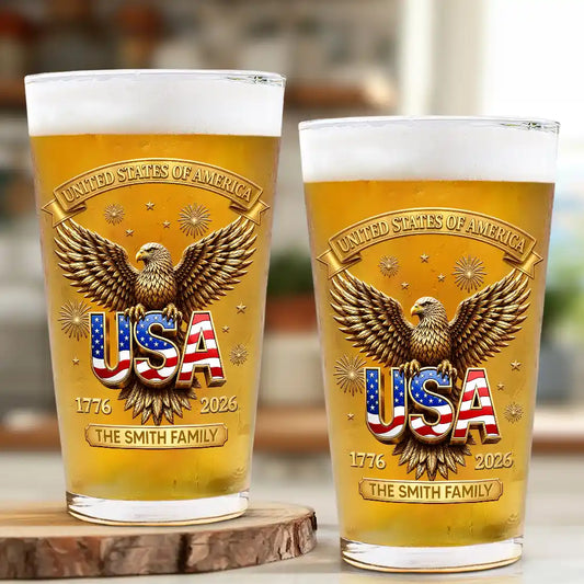 3DEffectAmerica250thAnniversary PersonalizedBeerGlass NV1570 CLA3337 MK1