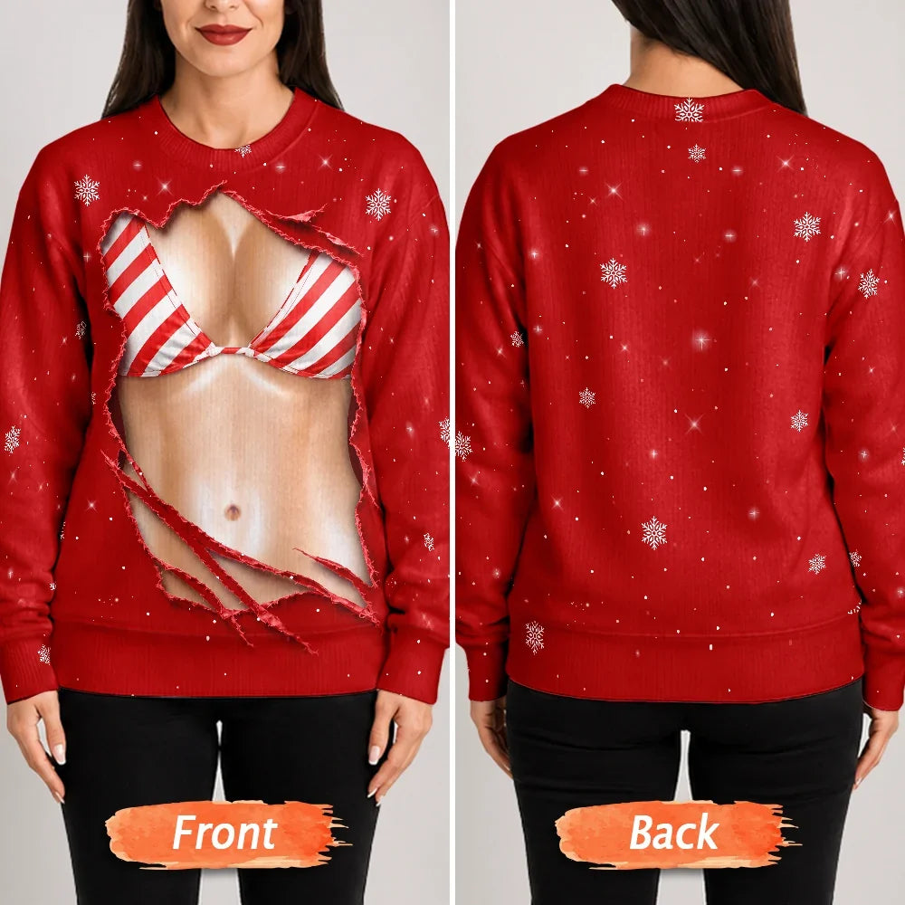 3DFunnyRealisticBodyChristmasGiftForWifeGirlfriend PersonalizedUnisexUglySweater KK1642 CLA3692 MK4