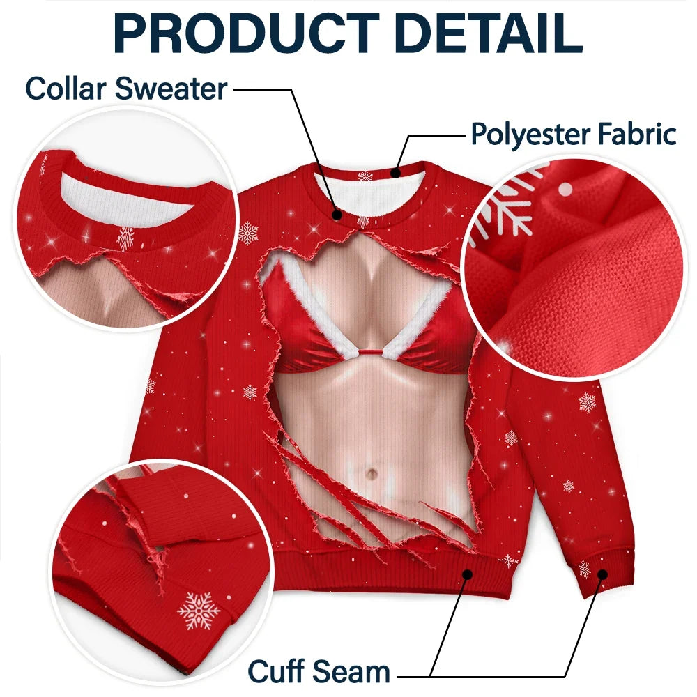 3DFunnyRealisticBodyChristmasGiftForWifeGirlfriend PersonalizedUnisexUglySweater KK1642 CLA3692 MK5