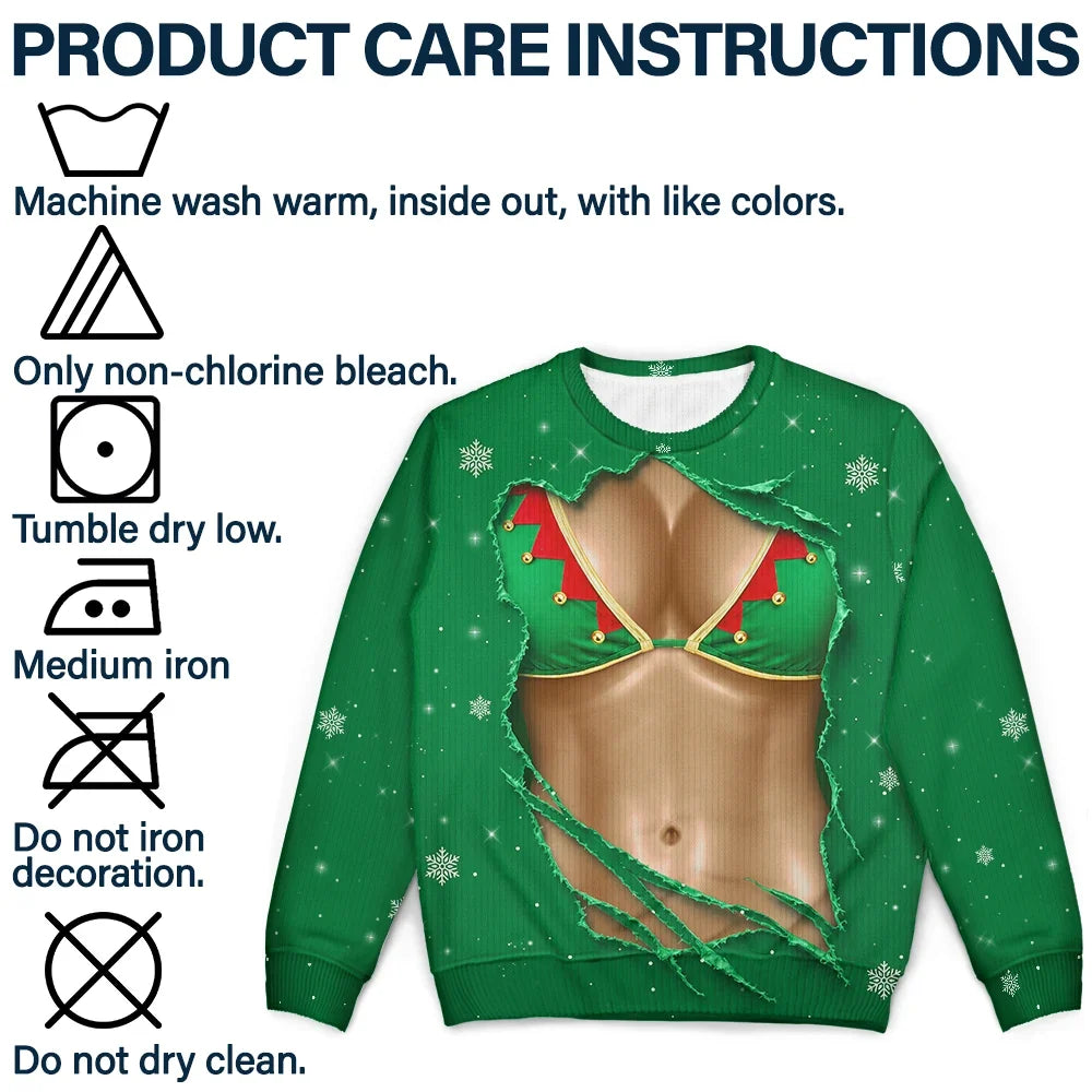 3DFunnyRealisticBodyChristmasGiftForWifeGirlfriend PersonalizedUnisexUglySweater KK1642 CLA3692 MK6
