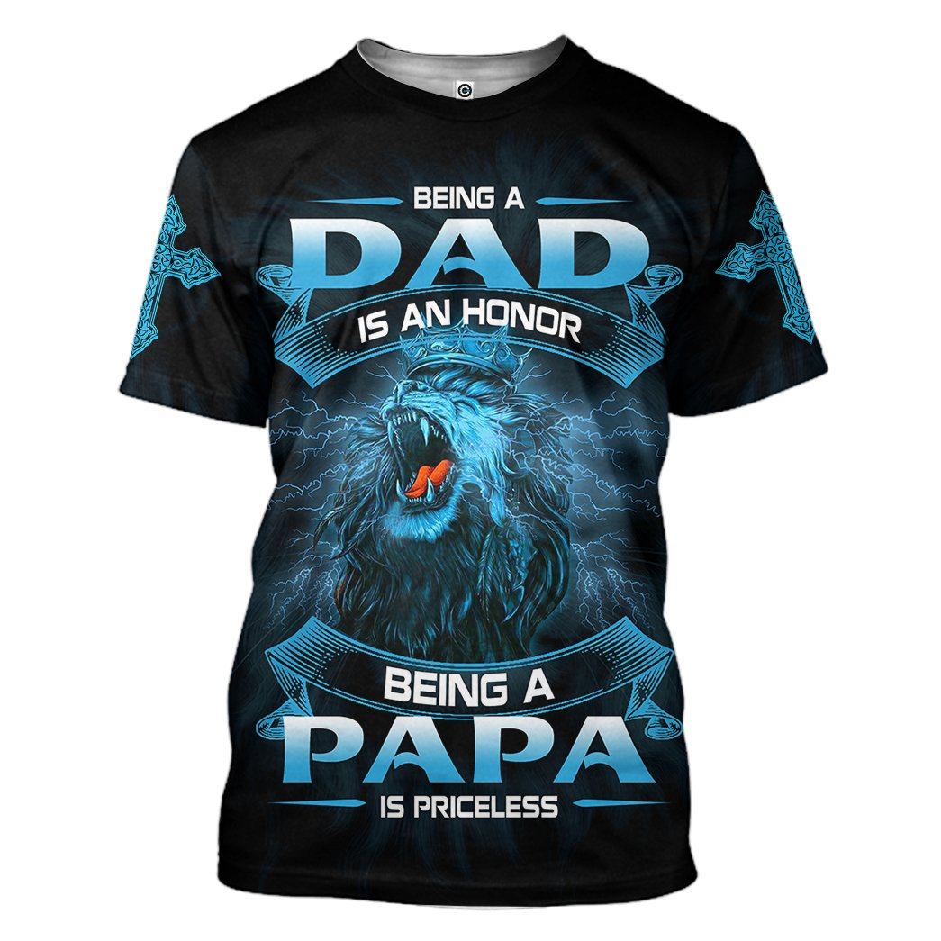 Being A Papa Is Priceless Lion T-Shirt - Gift For Fathers Day