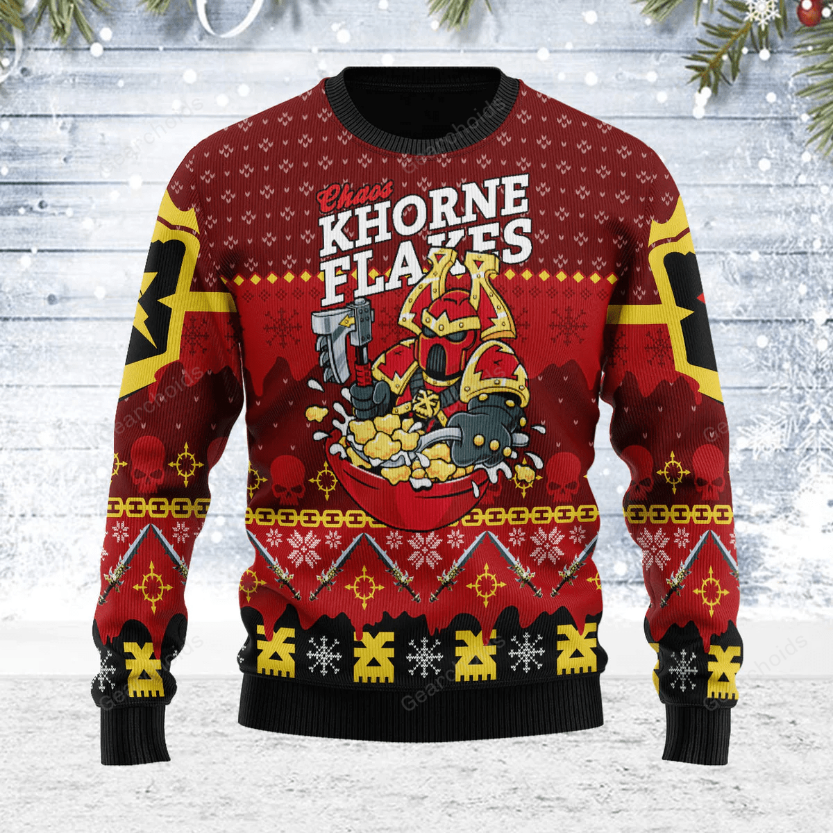 Warhammer Chaos Khorne Flakes Iconic - Ugly Christmas Sweater