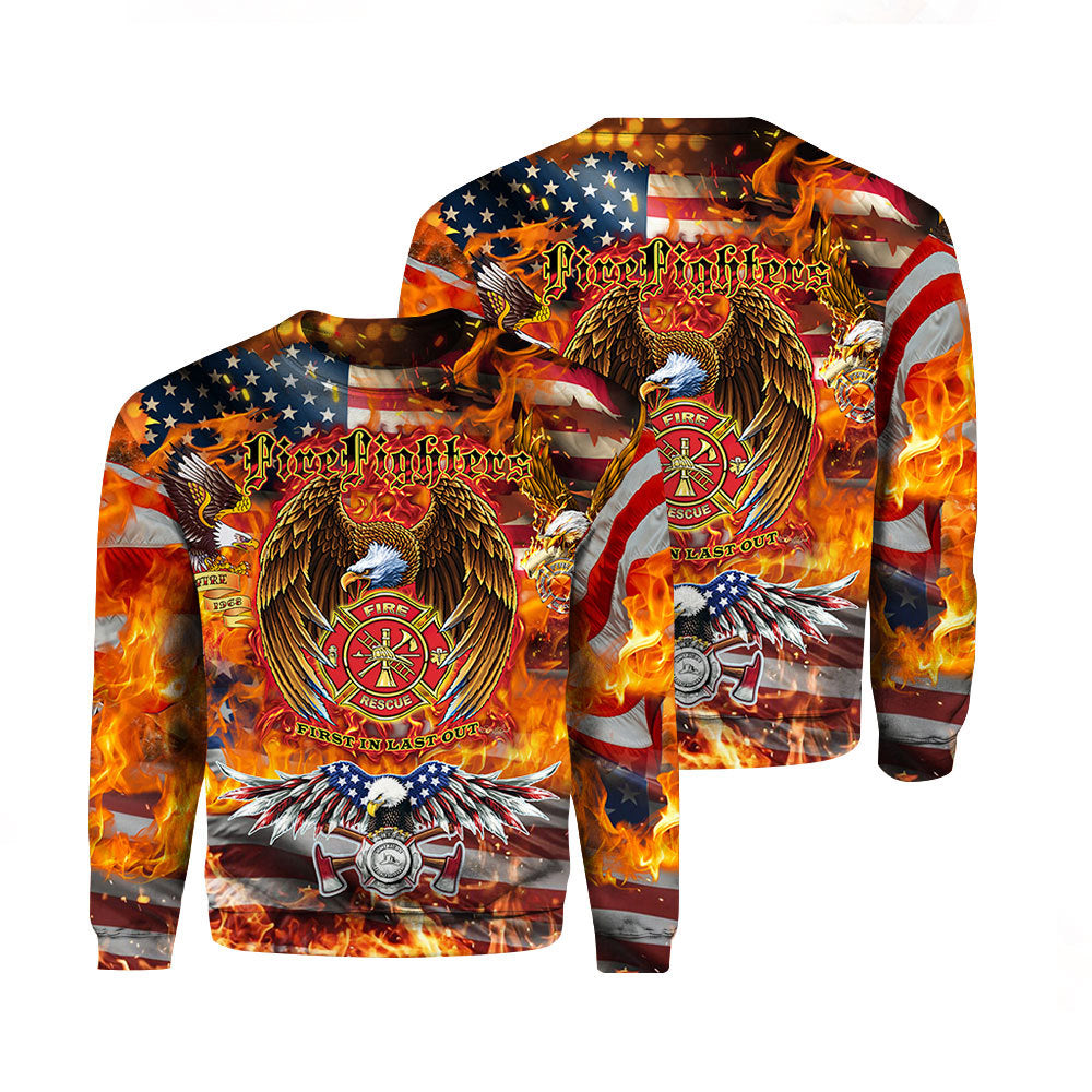 Firefighter Eagle American All Over Print Sweater For Men & Women