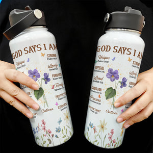 Custom Flowers Affirmation Water Bottle - Personalized Stainless Steel Water Bottle - Gift For Mom, Grandma, Girlfriend, Wife, Mothers Day - NA94