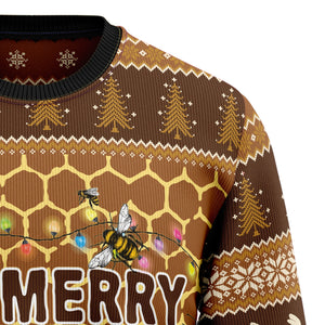 Bee Merry Ugly Christmas Sweater For Men And Women