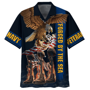 Navy Forged By The Sea Eagle With Gun U.S Navy Veteran Hawaiian Shirt