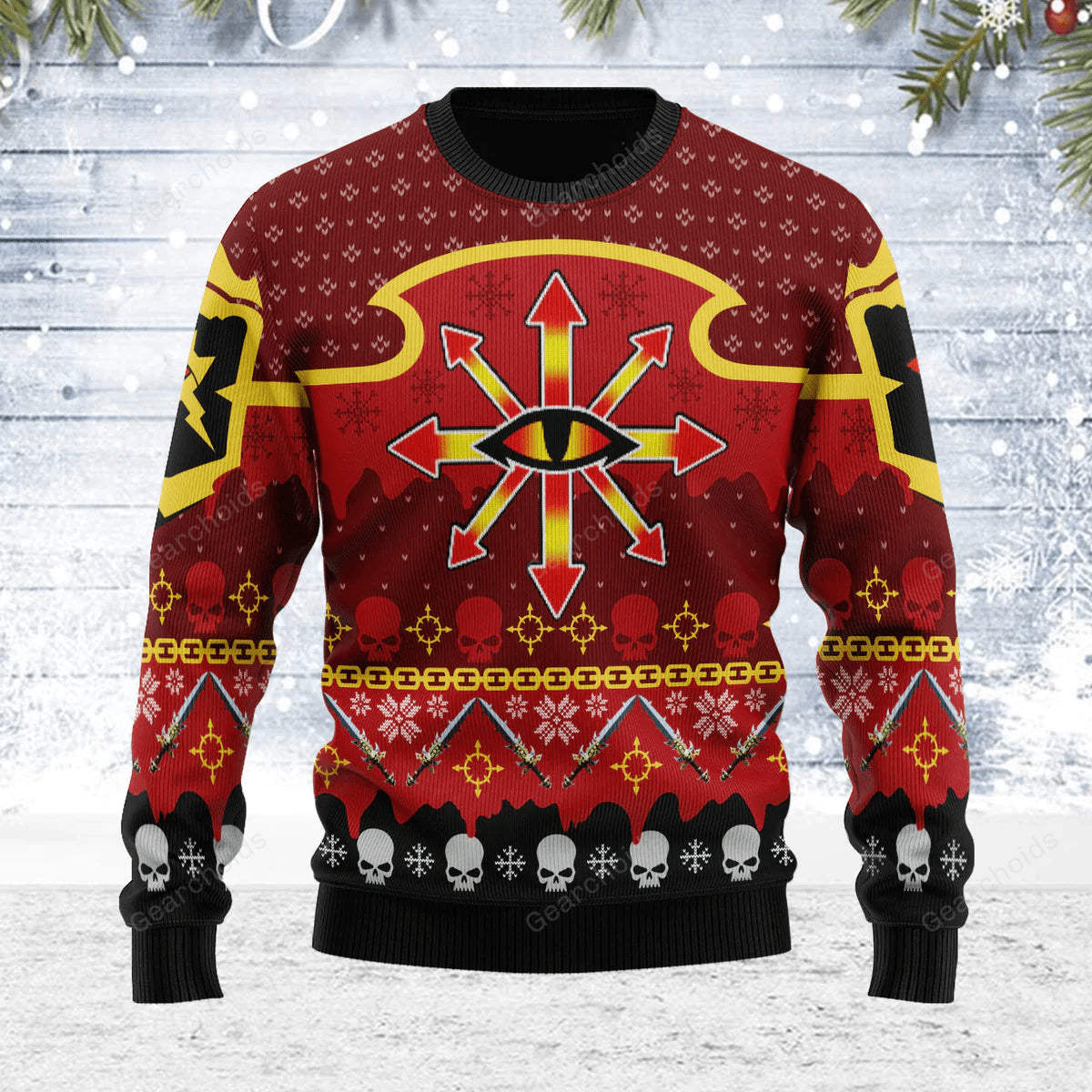 Warhammer Chaos Reigns Khorne Iconic - Ugly Christmas Sweater