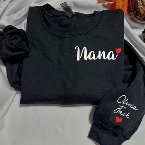 Custom Text Nana Trend - Embroidered Hoodie, Sweatshirt, Tshirt - Gift for Grandma, Family