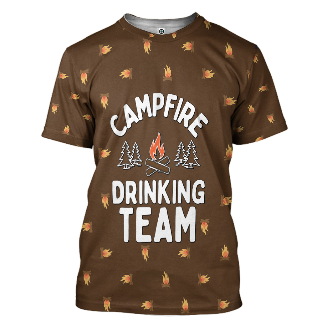 Campffire Drinking Team T-Shirt 3D For Men & Women
