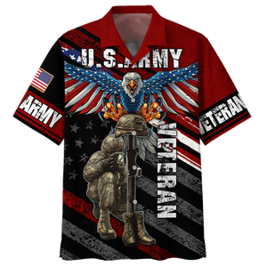 Wingspan Eagle Us Army Veteran  Red Hawaiian Shirt