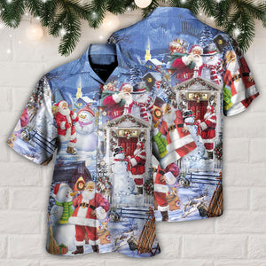 Santa And Snowman Happy Holiday Christmas - Hawaiian Shirt