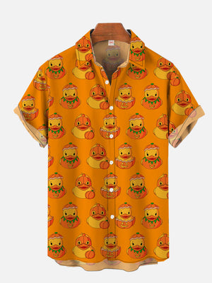 Orange Halloween Pumpkin Rubber Duck Hawaiian Shirt