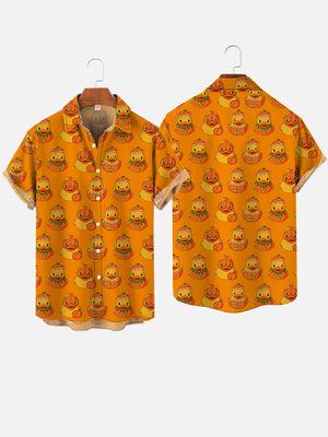 Orange Halloween Pumpkin Rubber Duck Hawaiian Shirt