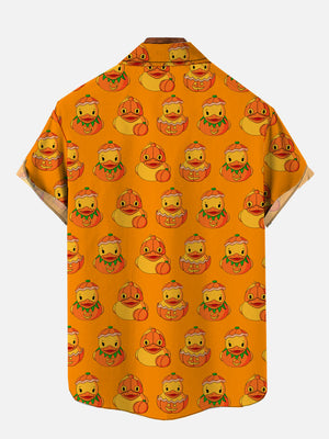 Orange Halloween Pumpkin Rubber Duck Hawaiian Shirt