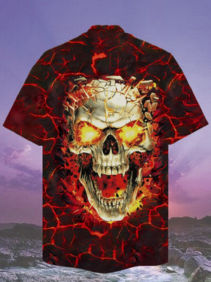 Fierce Skull Cracked By Lava Hawaiian Shirt