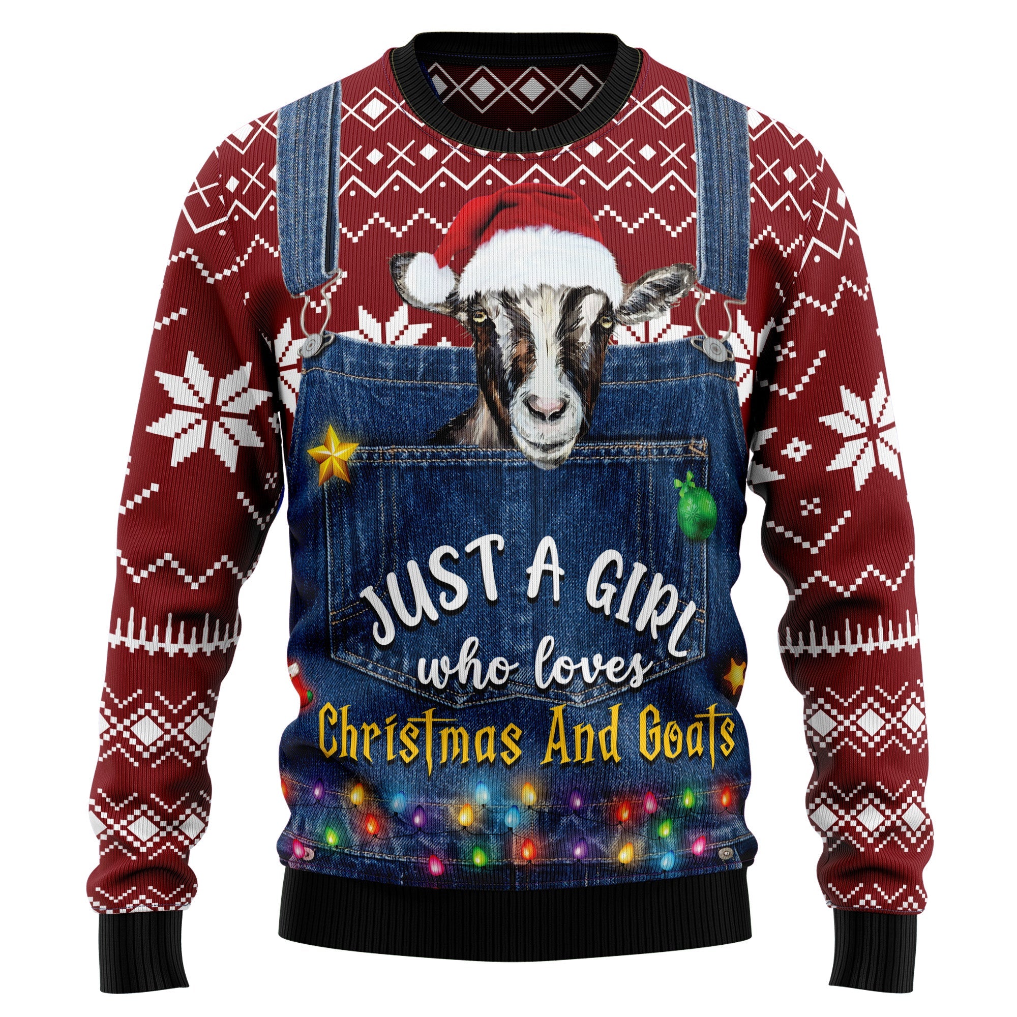 Just A Girl Who Loves Christmas And Goats Ugly Christmas Sweater