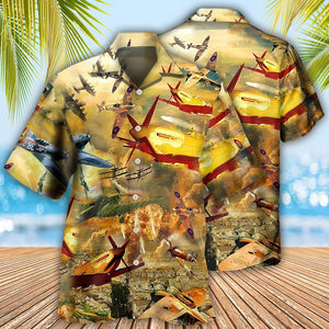 Combat Aircraft Fly Sky Fire - Hawaiian Shirt