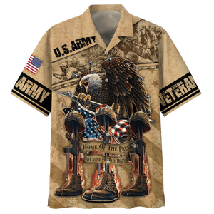 Army Home Of The Free Because Of The Brave Veteran Hawaiian Shirt