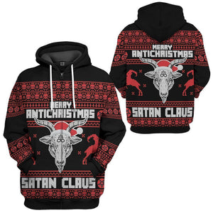 Merry Antichristmas Satan Claus Hoodie For Men And Women