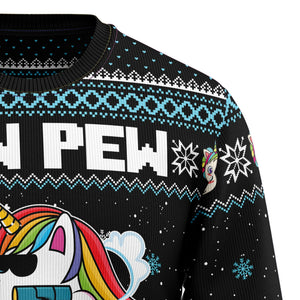 Unicorn Pew Pew Ugly Christmas Sweater For Men And Women