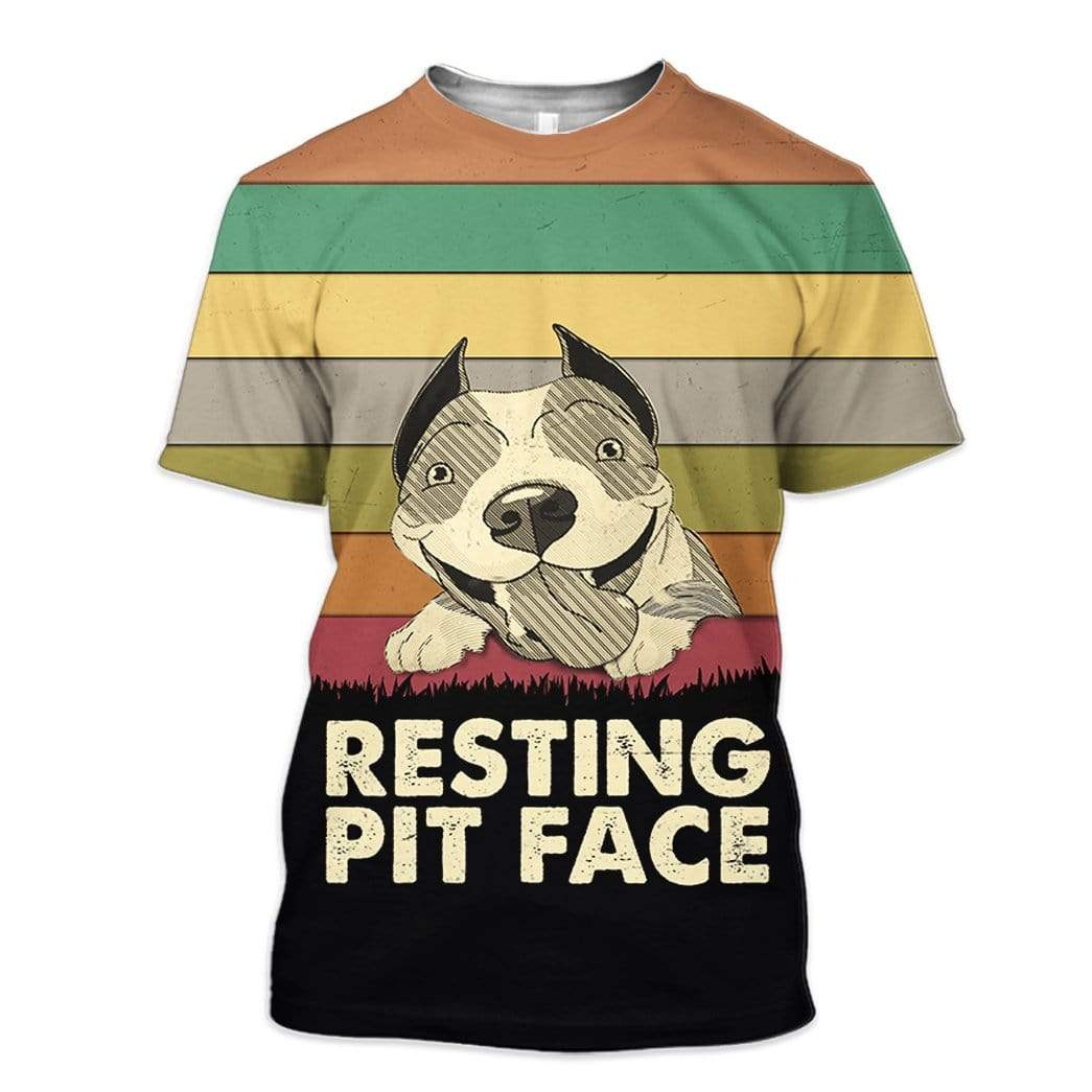 Pitbull Resting Pit Face T-Shirt 3D For Men & Women