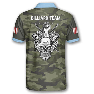 Personalized Skull Camo Custom Men's Billiard Polo Shirts