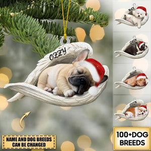 Personalized Breed Dog Sleeping Angel Merry Christmas - Ornament Double Sides - PT