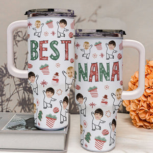 Custom Photo The Best Nana Mama - Personalized 40oz Tumbler Cup With Straw - Gift For Mom, Grandma, Mothers Day NA94