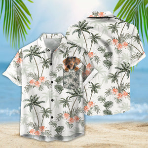 Custom Photo Palm Trees Floral Pattern - Gift For Dad, Mom Dog Lovers - Personalized Hawaii Shirt