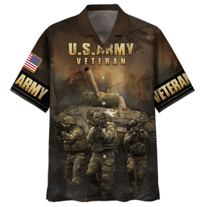 Us Amry Picture Of Soldiers And Tank Hawaiian Shirt