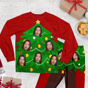 Custom Photo Funny Living Christmas Tree - Personalized Unisex Pajamas Set - Gift For Family Members, Friends - NA94