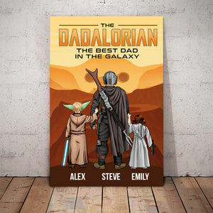 Star War The Dadalorian And Kids In The Mars - Gift For Father's Day - Personalized Canvas Poster