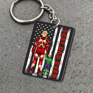 Super Hero Best Dad Ever Black Version  - Personalized Acrylic Keychain - Gift For Dad, Fathers Day  - CL02 NA94