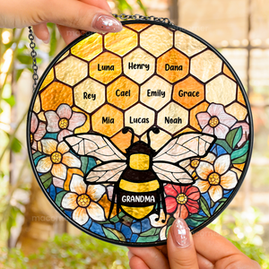 Mama 's Garden Bee - Personalized Window Hanging Suncatcher Ornament - Gift For Mom, Grandma, Mothers Day NA94