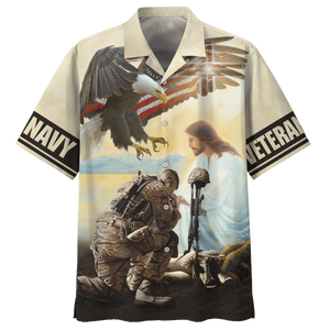 Navy God Bless The Soldier And The Eagle U.S Navy Veteran Hawaiian Shirt