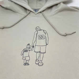 Custom Love Couple Image On Chest And Sleeve - Gift For Couple - Embroidered Sweatshirt