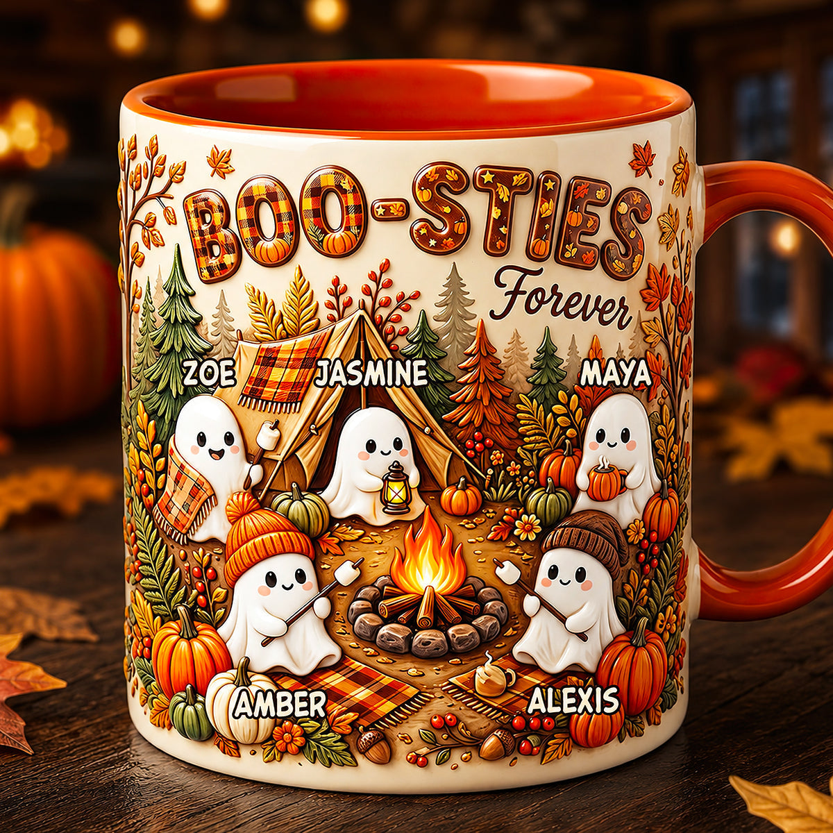 Boo Sties Forever Fall Camping Gift For Besties - Personalized Accent Mug HN02