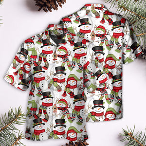 Snowman Family Happy Christmas - Hawaiian Shirt