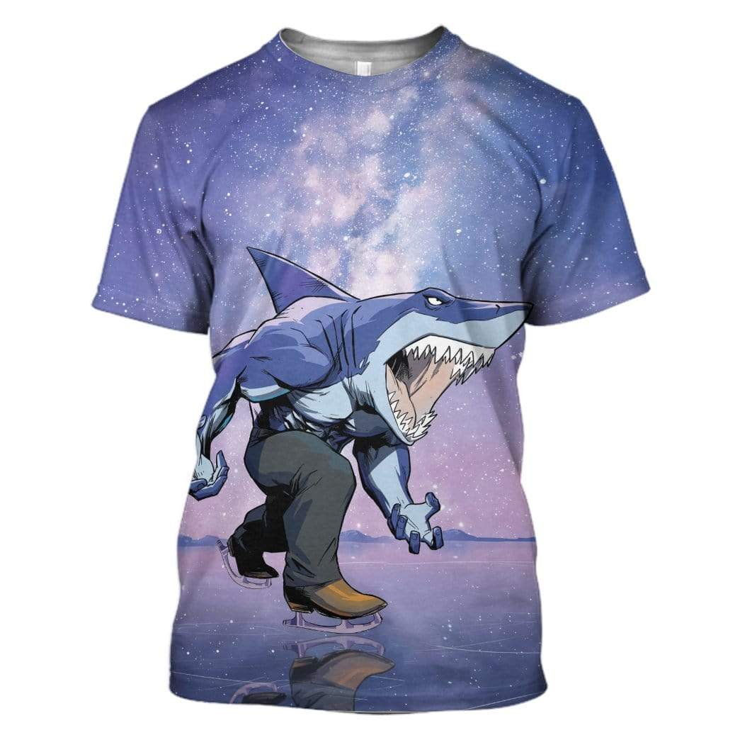 Ice Skating Shark T-Shirt 3D For Men & Women