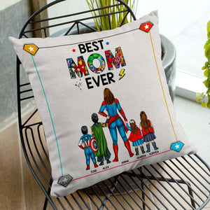 Super Hero Best Mom Ever - Personalized Pillow- Gift For Mom, Mother's Day   - CL02 NA94