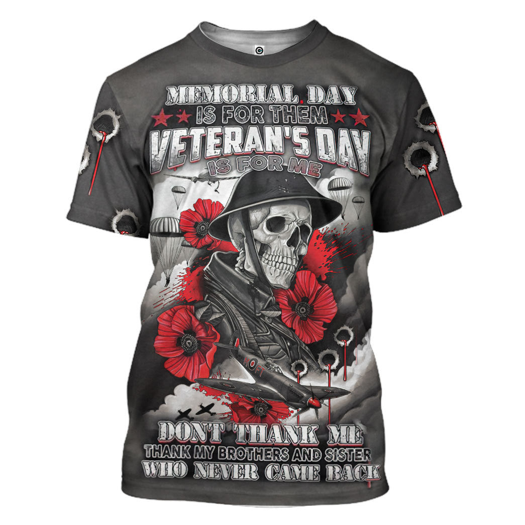 Skull Memorable Day T-Shirt 3D For Men & Women