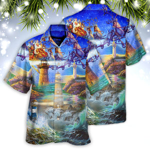 Lighthouse Christmas Shine Your Light In Storm And Darkness - Hawaiian Shirt