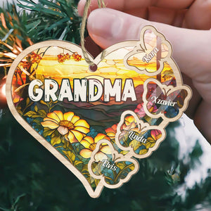 Grandma Heart - Personalized Window Hanging Suncatcher Ornament - Gift For Mom, Grandma, Mothers Day - NA94