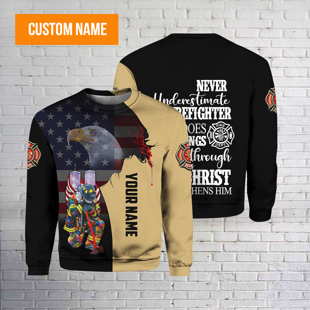 Personalized Never Underestimate A Firefighter Who Does All Things Sweater