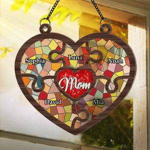 Mom Hold Us All - Personalized Window Hanging Suncatcher Ornament - Gift For Mom, Grandma, Mothers Day NA94