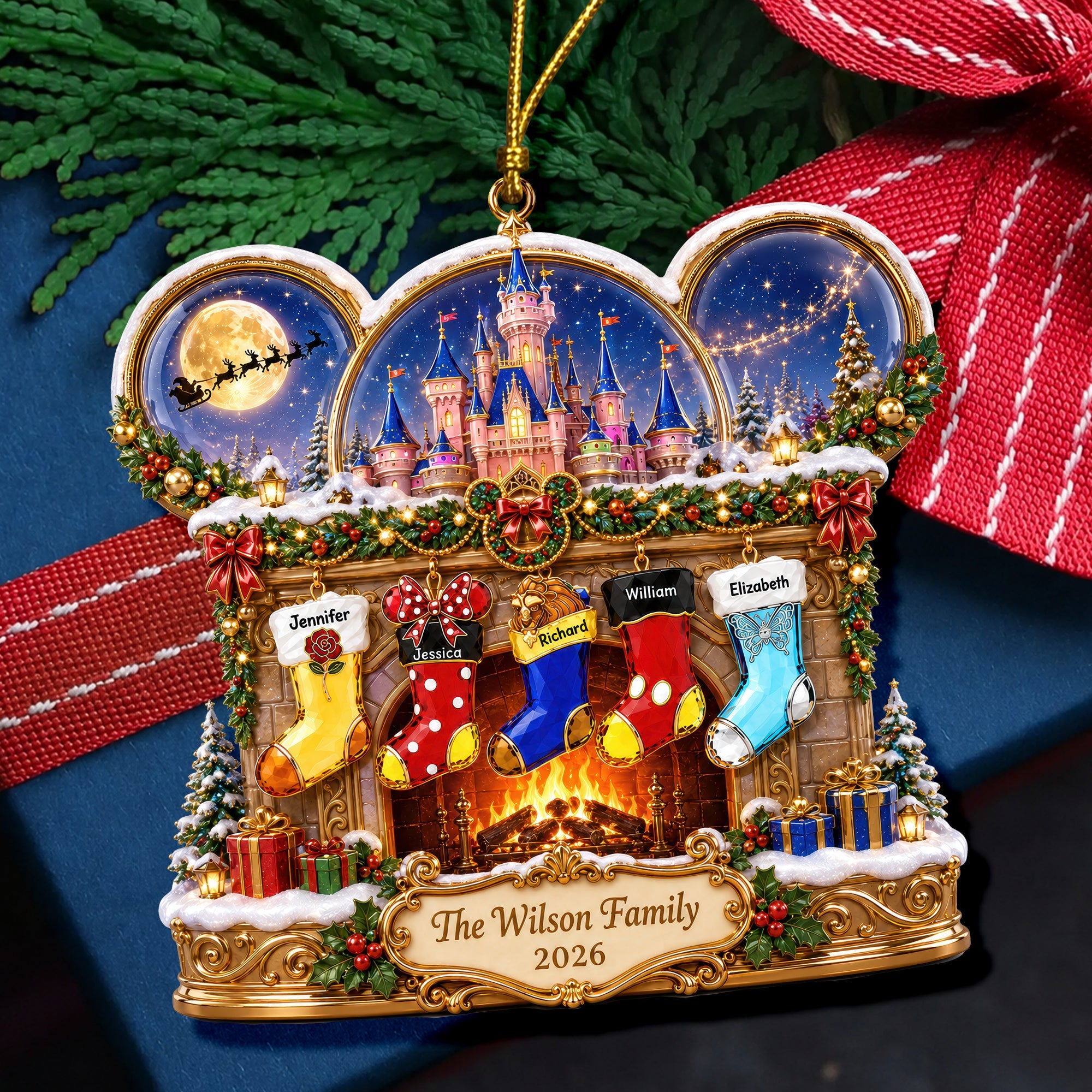 DSNY  Magic Mouse Family Christmas Stockings Christmas Gift For Family - Personalized Acrylic Ornament LA02